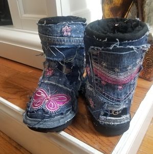 Custom girls denim butterfly ugg boots